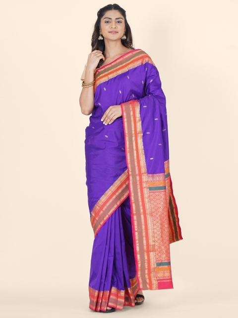 Bangalore Silk Emporium Violet & Pink Woven Design Zari Silk Blend Kanjeevaram Saree
Bangalore Silk Emporium Violet & Pink Woven Design Zari Silk Blend Kanjeevaram Saree