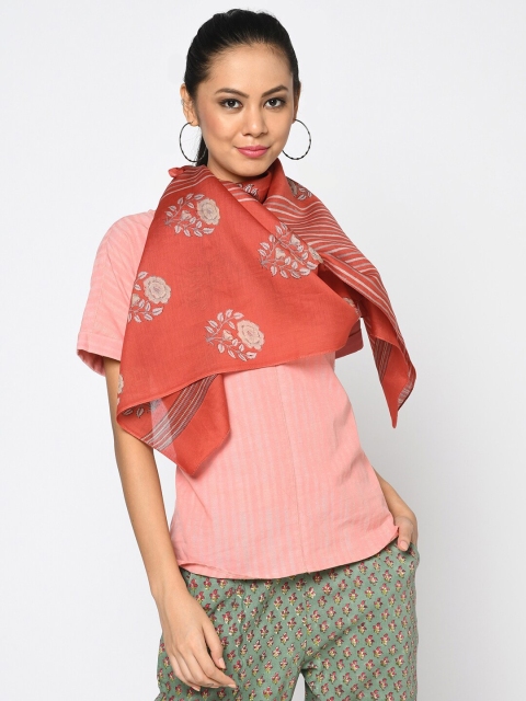 Fabindia Women Red & Beige Printed Stole