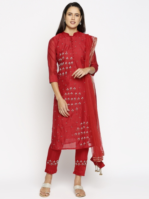 INDYES Women Red Ethnic Motifs Embroidered Empire Beads and Stones Chanderi Silk Kurta with Trousers & With
INDYES Women Red Ethnic Motifs Embroidered Empire Beads and Stones Chanderi Silk Kurta with Trousers & With