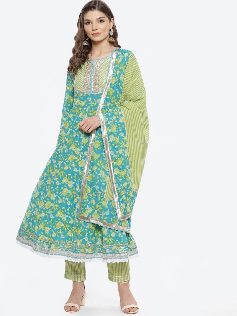 Luni Women Blue Floral Printed Gotta Patti Pure Cotton Kurta with Trousers & Dupatta
Luni Women Blue Floral Printed Gotta Patti Pure Cotton Kurta with Trousers & Dupatta
