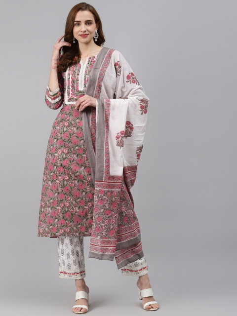Readiprint Fashions Women Grey Floral Gotta Patti Pure Cotton Kurta With Pyjamas & Dupatta
Readiprint Fashions Women Grey Floral Gotta Patti Pure Cotton Kurta With Pyjamas & Dupatta