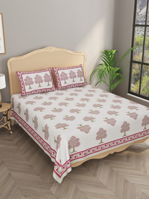 Gulaab Jaipur White & Pink Ethnic Motifs Handblock Printed 600 TC Queen Bedsheet with 2 Pillow Covers
Gulaab Jaipur White & Pink Ethnic Motifs Handblock Printed 600 TC Queen Bedsheet with 2 Pillow Covers