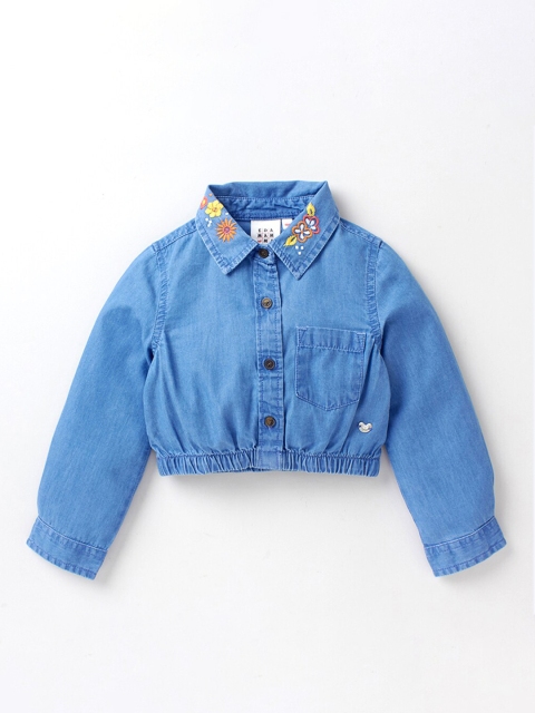 Ed-a-Mamma Blue & Orange Floral Embroidered Pure Cotton Shirt Style Crop Top
Ed-a-Mamma Blue & Orange Floral Embroidered Pure Cotton Shirt Style Crop Top
