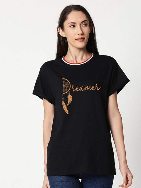Bewakoof Women Multicoloured Typography Printed Extended Sleeves Applique T-shirt, Multi
Bewakoof Women Multicoloured Typography Printed Extended Sleeves Applique T-shirt, Multi