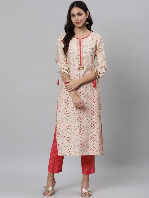 Os Women White Ethnic Motifs Embroidered Panelled Mirror Work Chanderi Silk Kurta with Trousers
Os Women White Ethnic Motifs Embroidered Panelled Mirror Work Chanderi Silk Kurta with Trousers