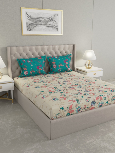 Raymond Home Beige Floral Printed 140 TC Cotton Blue Queen Bedsheet With 2 Pillow Covers
Raymond Home Beige Floral Printed 140 TC Cotton Blue Queen Bedsheet With 2 Pillow Covers