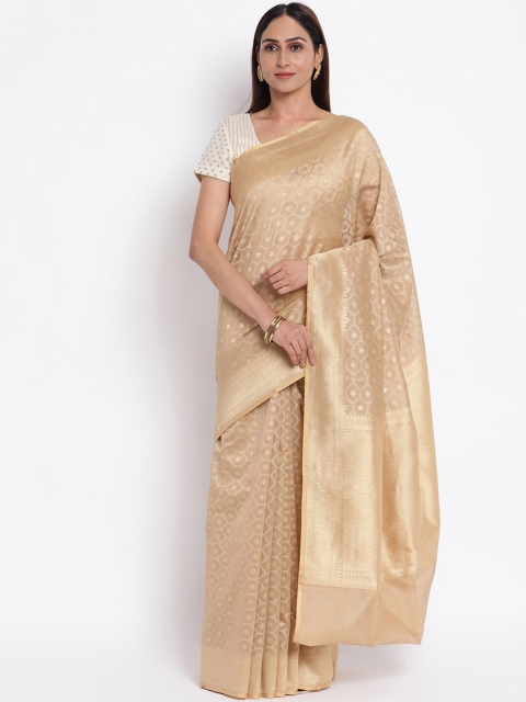 Fabindia Beige Woven Design Saree
