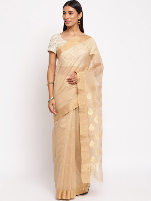 Fabindia Beige & Gold Woven Design Chanderi Saree 
Fabindia Beige & Gold Woven Design Chanderi Saree