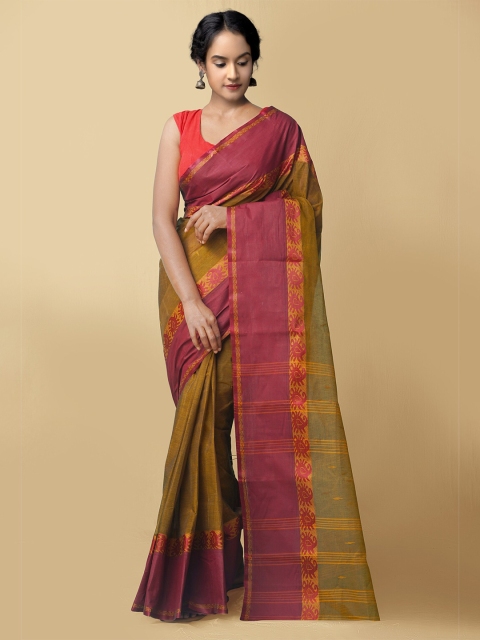 Unnati Silks Women Brown & Green Pure Handloom Tant Bengal Cotton Sustainable Saree
Unnati Silks Women Brown & Green Pure Handloom Tant Bengal Cotton Sustainable Saree