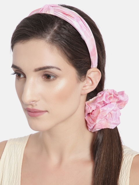 Elaa Women Pink Set of 2 Hairband & Scrunchie