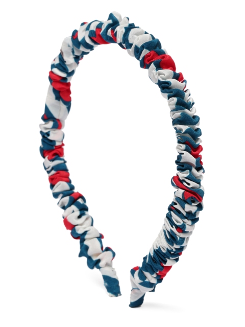 Elaa Women Red & Blue Geometric Print Hairband