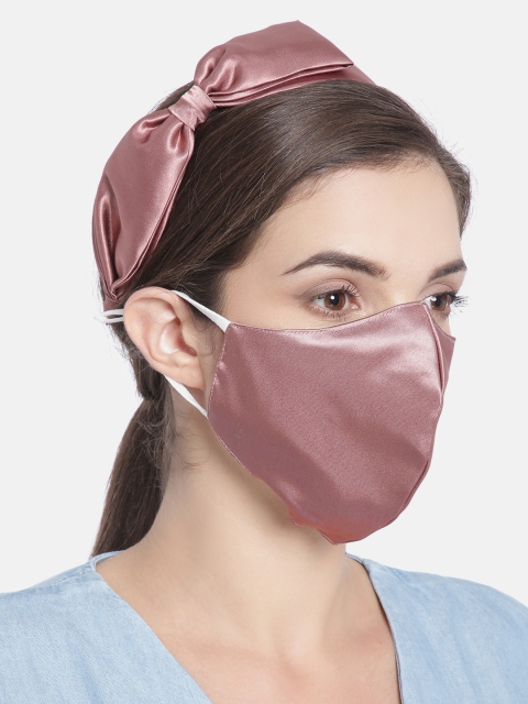 Elaa Women Mauve Hairband with Mask
