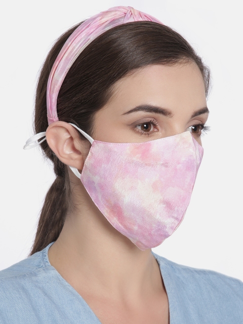 Elaa Women Pink Hairband with Mask