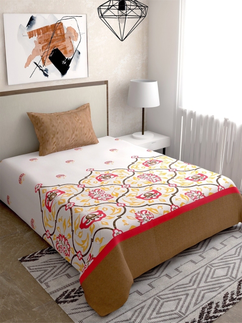 Salona Bichona White & Yellow Ethnic Motifs 180 TC Pure Cotton Single Bedsheet Set
Salona Bichona White & Yellow Ethnic Motifs 180 TC Pure Cotton Single Bedsheet Set