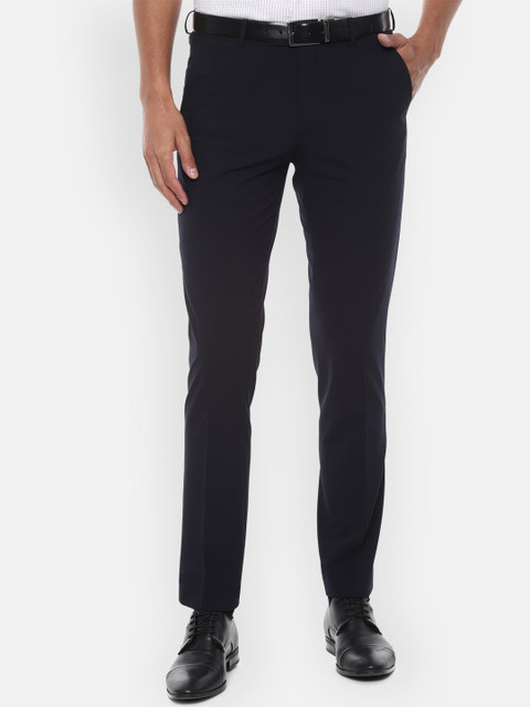 Van Heusen Men Navy Blue Slim Fit Formal Trousers 
Van Heusen Men Navy Blue Slim Fit Formal Trousers