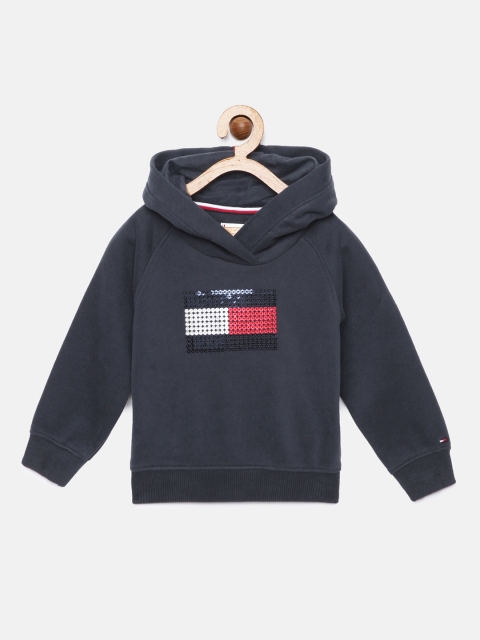 Tommy Hilfiger Girls Navy Blue Sequin Embellished Pure Cotton Hooded Pullover Sweatshirt
Tommy Hilfiger Girls Navy Blue Sequin Embellished Pure Cotton Hooded Pullover Sweatshirt