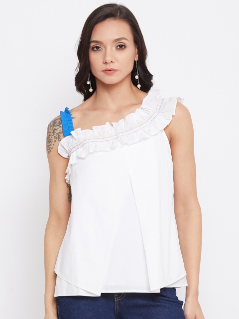 CAMLA White Ruffles Regular Top