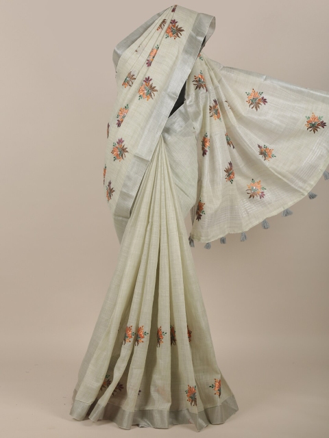 Pothys Multicolored & Silver-Toned Floral Embroidered Linen Blend Saree, Green
Pothys Multicolored & Silver-Toned Floral Embroidered Linen Blend Saree, Green