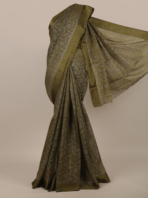 Pothys Green & Silver Woven Design Zari Jute Silk Saree