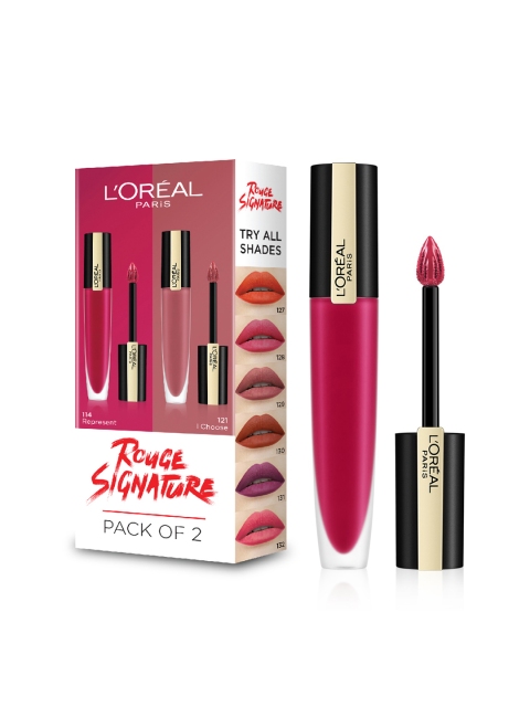 LOreal Paris Rouge Signature Pack of 2 Lipsticks & Rouge Signature Liquid Lip Ink, Pink
LOreal Paris Rouge Signature Pack of 2 Lipsticks & Rouge Signature Liquid Lip Ink, Pink