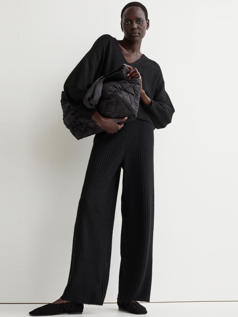 H&M Women Black Knitted Trousers