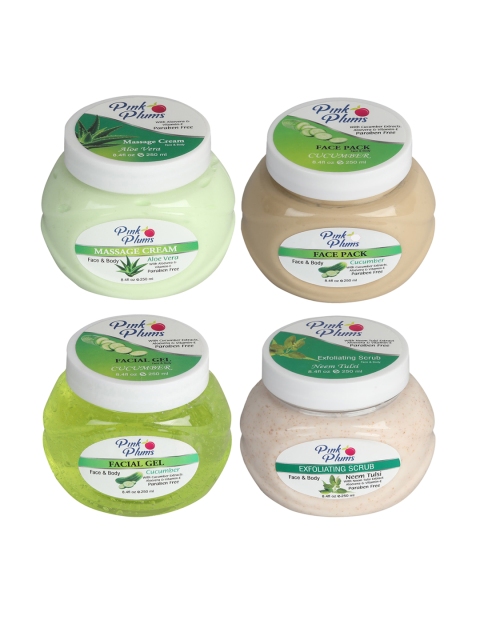 Pink Plums Unisex Set Of 4 Cucumber & Neem Paraben Free Face & Body Facial Kit Gift Set, Green
Pink Plums Unisex Set Of 4 Cucumber & Neem Paraben Free Face & Body Facial Kit Gift Set, Green