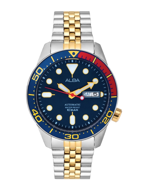 Alba Men Blue Dial & Silver Toned Stainless Steel Bracelet Style Straps Analogue Automatic Motion Powered Watch
Alba Men Blue Dial & Silver Toned Stainless Steel Bracelet Style Straps Analogue Automatic Motion Powered Watch