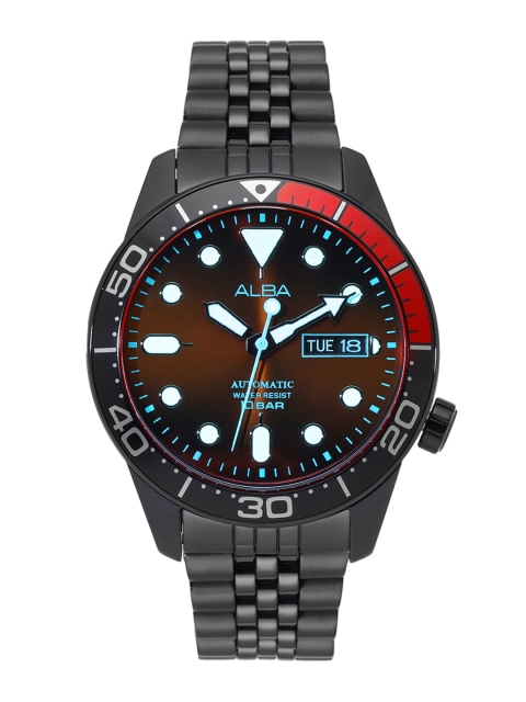 Alba Men Brown Dial & Black Stainless Steel Bracelet Style Straps Analogue Automatic Motion Powered Watch
Alba Men Brown Dial & Black Stainless Steel Bracelet Style Straps Analogue Automatic Motion Powered Watch