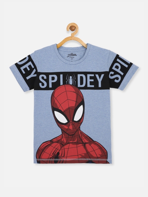 Kids Ville Spiderman Featured Boys Blue & Red Printed T-shirt