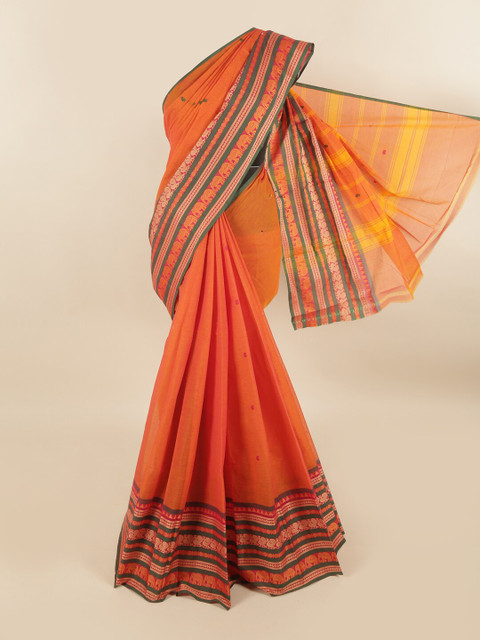 Pothys Orange & Green Woven Design Pure Cotton Saree 
Pothys Orange & Green Woven Design Pure Cotton Saree