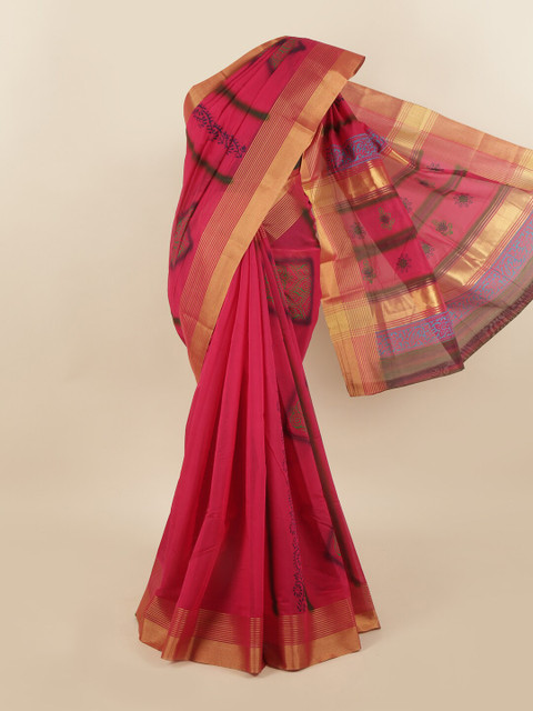 Pothys Magenta & Green Ethnic Motifs Zari Silk Cotton Saree
Pothys Magenta & Green Ethnic Motifs Zari Silk Cotton Saree