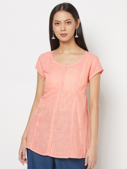 Fabindia Pink Styled Back Top