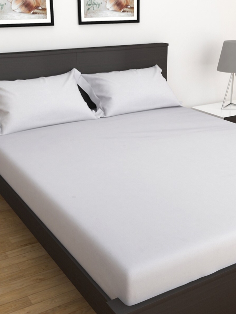 Home Centre Grey 152 TC King Bedsheet with 2 Pillow Covers