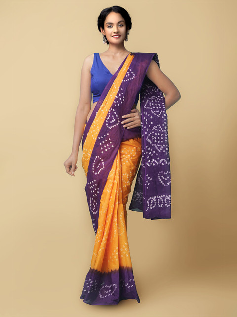 Unnati Silks Women Yellow & Blue Handloom Sustainable Pure Bandhani Cotton Saree
Unnati Silks Women Yellow & Blue Handloom Sustainable Pure Bandhani Cotton Saree