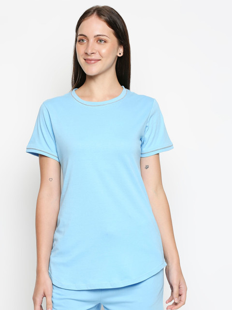 XIN Women Blue Pure Cotton T-shirt
XIN Women Blue Pure Cotton T-shirt