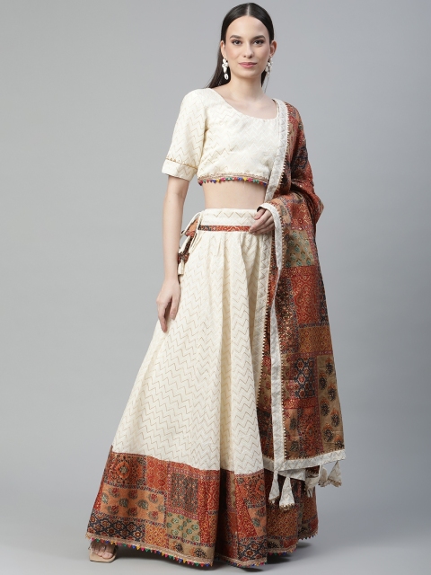 Readiprint Fashions Off White & Brown Embroidered Thread Work Kalamkari Semi-Stitched Lehenga & Unstitched
Readiprint Fashions Off White & Brown Embroidered Thread Work Kalamkari Semi-Stitched Lehenga & Unstitched