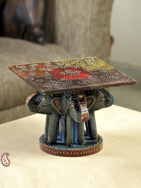 Aapno Rajasthan Multicolored Hand Painted White Wood Side Table With Elephants Showpiece, Multi
Aapno Rajasthan Multicolored Hand Painted White Wood Side Table With Elephants Showpiece, Multi