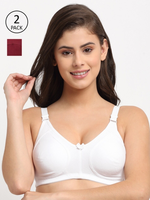Friskers Maroon & White Pack of 2 Cotton Non Padded Cross Set Solid Bra Lightly Padded
Friskers Maroon & White Pack of 2 Cotton Non Padded Cross Set Solid Bra Lightly Padded