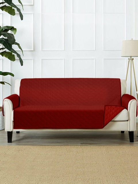 Rajasthan Decor Maroon Quilted 2 Seater Cotton Sofa Cover