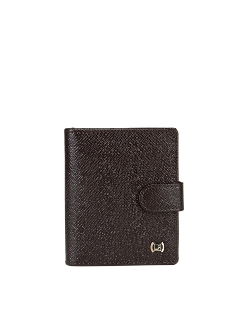 Da Milano Men Brown Textured Leather Two Fold Wallet