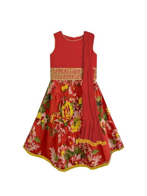 A T U N Girls Red & Yellow Ready to Wear Pure Cotton Lehenga & Blouse With Dupatta
A T U N Girls Red & Yellow Ready to Wear Pure Cotton Lehenga & Blouse With Dupatta