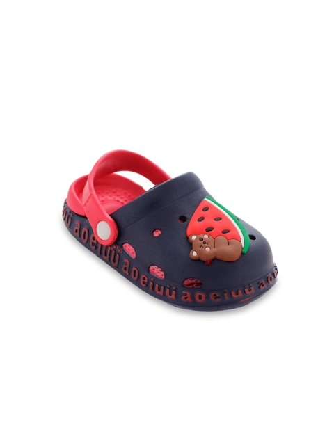 TRENDS & TRADES Kids Navy Blue & Red Printed Clogs