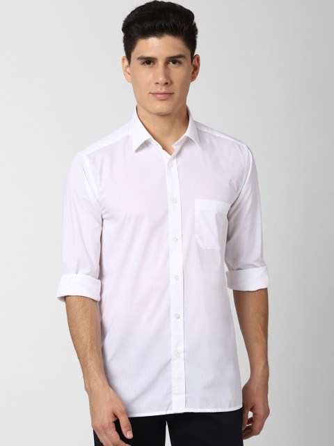 Peter England Men White Opaque Cotton Casual Shirt