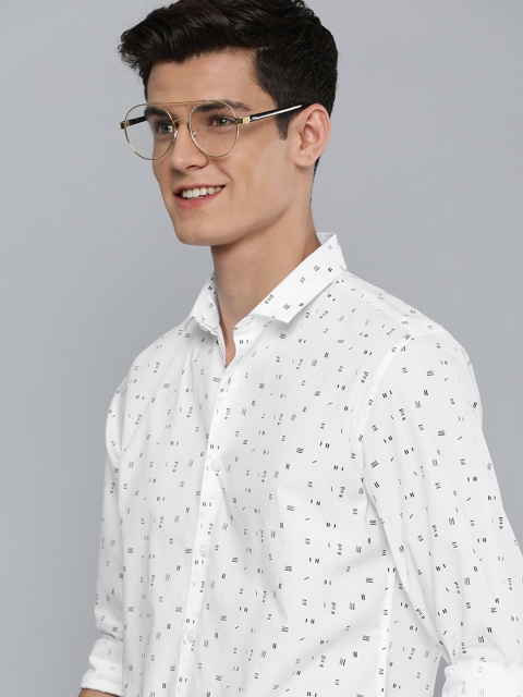 Mast & Harbour Men White Typographical Printed Casual Shirt