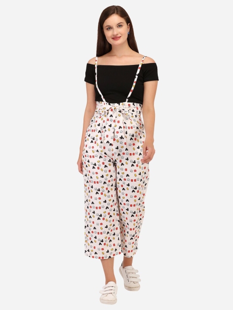 Yuvraah Women Black & White T-shirt with Palazzos