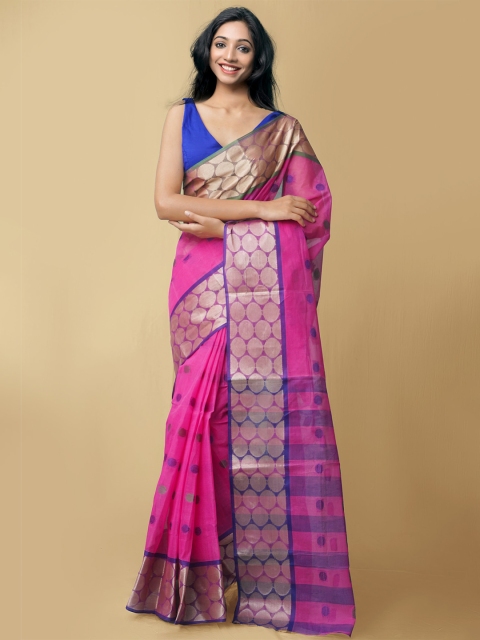 Unnati Silks Pink & Blue Geometric Woven Designed Pure Cotton Bengal Tant Cotton Saree
Unnati Silks Pink & Blue Geometric Woven Designed Pure Cotton Bengal Tant Cotton Saree