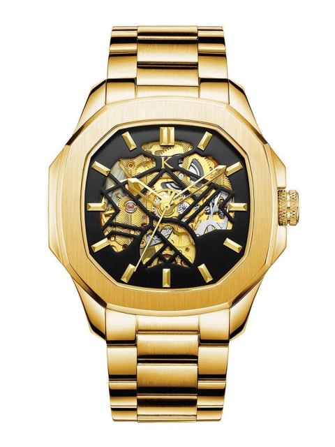 KREDO Men Black Patterned Dial & Gold Toned Stainless Steel Bracelet Style Automatic Watch
KREDO Men Black Patterned Dial & Gold Toned Stainless Steel Bracelet Style Automatic Watch