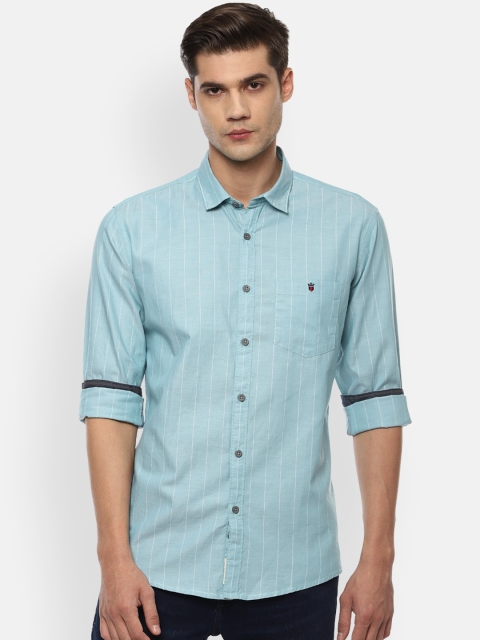 Louis Philippe Jeans Men Turquoise Blue & White Slim Fit Opaque Striped Pure Cotton Shirt
Louis Philippe Jeans Men Turquoise Blue & White Slim Fit Opaque Striped Pure Cotton Shirt