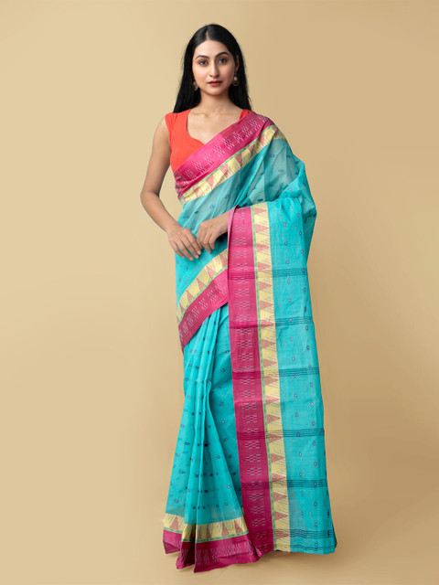 Unnati Silks Women Blue & Magenta Pure Handloom Bengal Tant Cotton Sustainable Saree
Unnati Silks Women Blue & Magenta Pure Handloom Bengal Tant Cotton Sustainable Saree