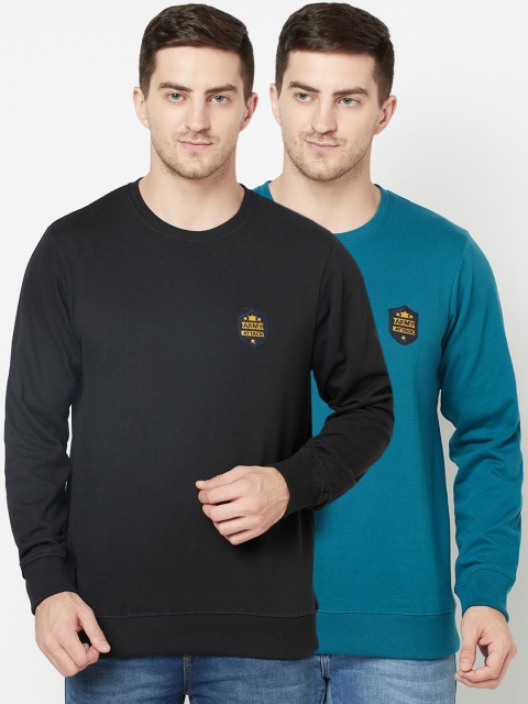 ELEGANCE Men Pack of 2 Sweatshirts, Black